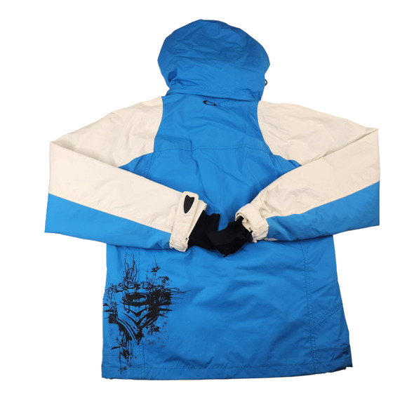 Oakley Jacket Mens Medium Blue White Colorblock Snowboarding Ski Graffiti - Picture 3 of 15